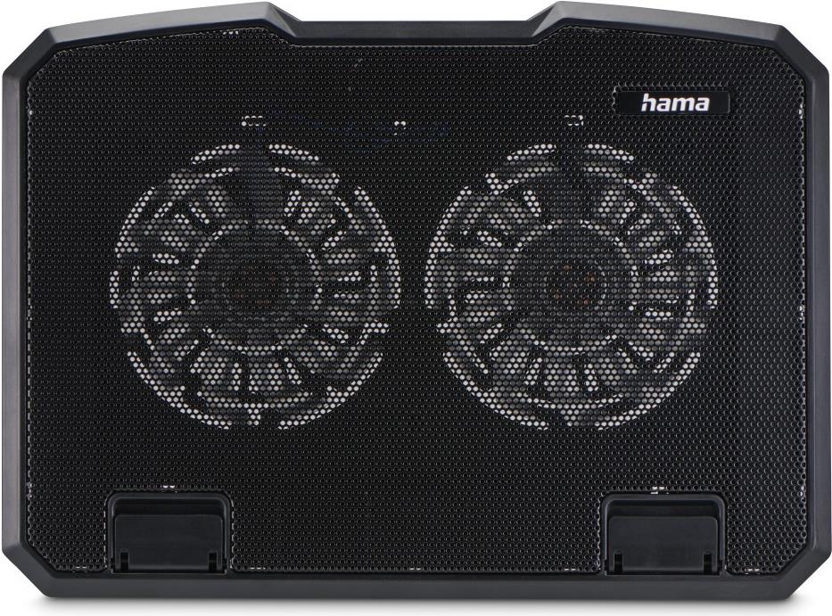 Hama Laptop-Kühler Black Metal, neigbar, leise, 2 Lüfter, 40 cm (15,6), Schw. (00126806) von Hama