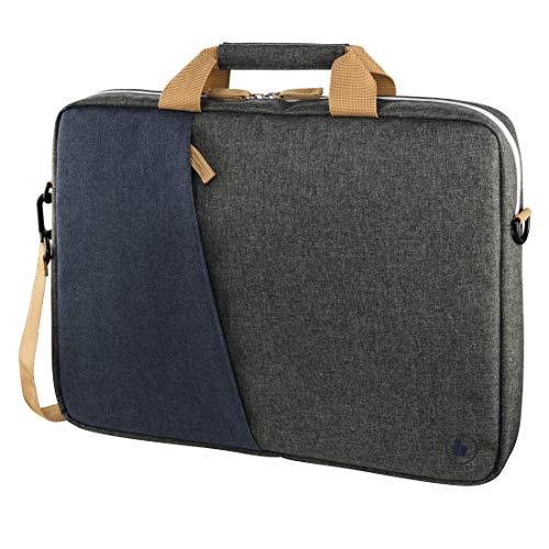 Hama Laptoptasche 40 cm, 15,6 Zoll (gepolsterte Umhängetasche mit Tragegurt und Handgriff, Schultertasche für Damen und Herren, Aktentasche mit Platz für Zubehör) grau, blau von Hama