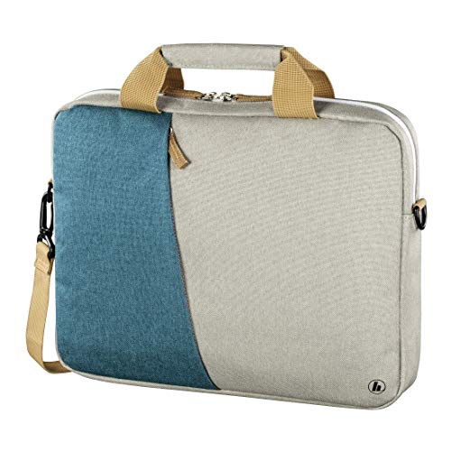 Hama Laptoptasche 40 cm, 15,6 Zoll (gepolsterte Umhängetasche mit Tragegurt und Handgriff, Schultertasche für Damen und Herren, Aktentasche mit Platz für Zubehör) grau, türkis von Hama