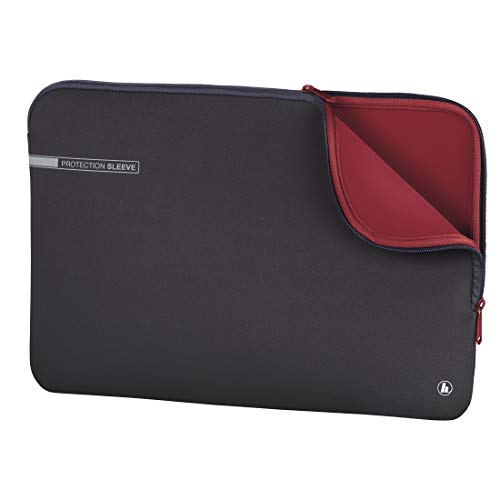 Hama Laptoptasche "Neoprene" mit Kratzschutz (Notebook Tasche für Damen und Herren, widerstandsfähige Laptophülle mit weichem Innenfutter, 40 cm, 15,6 Zoll) grau, rot von Hama