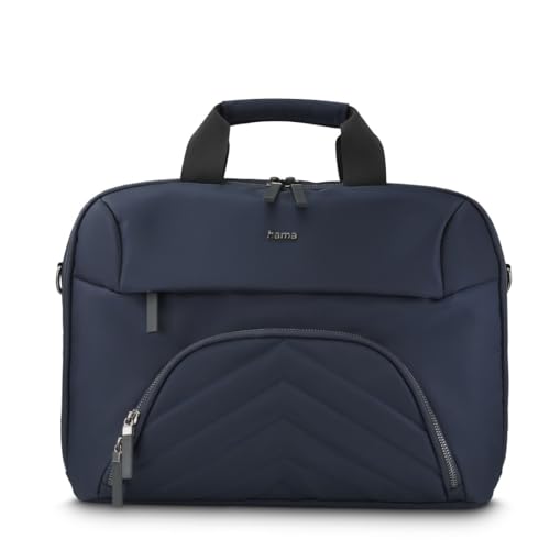 Hama Laptoptasche für 15,6-16,2 Zoll (leichte Businesstasche als Umhängetasche oder Tragetasche, Notebooktasche mit zwei Vordertaschen und Organizer, Innenfach, Tabletfach, gepolstert) dunkelblau von Hama
