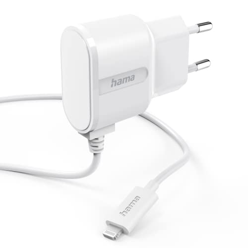 Hama Lightning-Ladegerät, 1 A/5 W/5 V (Lightning-Netzteil, Stromversorgung für Apple iPhone iPod, Ladegerät Apple MFI Zertifiziert, Kabel 1 m), Weiß von Hama
