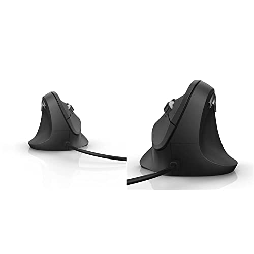 Hama Linkshänder-Maus mit Kabel ergonomisch EMC-500L (Maus Links, Wired Mouse vertikal), schwarz & ergonomische Maus (Vertikale Maus kabelgebunden für Rechtshänder) schwarz von Hama