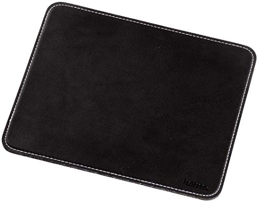 Hama Mauspad (22 x 18 cm, Office Mousepad in Leder Optik, optimale Gleitfähigkeit, rutschfeste Unterseite) schwarz von Hama