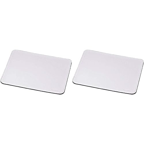 Hama Mauspad (22 x 18 cm, Office Mousepad in Lederoptik, Optimale Gleitfähigkeit, rutschfeste Unterseite) weiß (Packung mit 2) von Hama