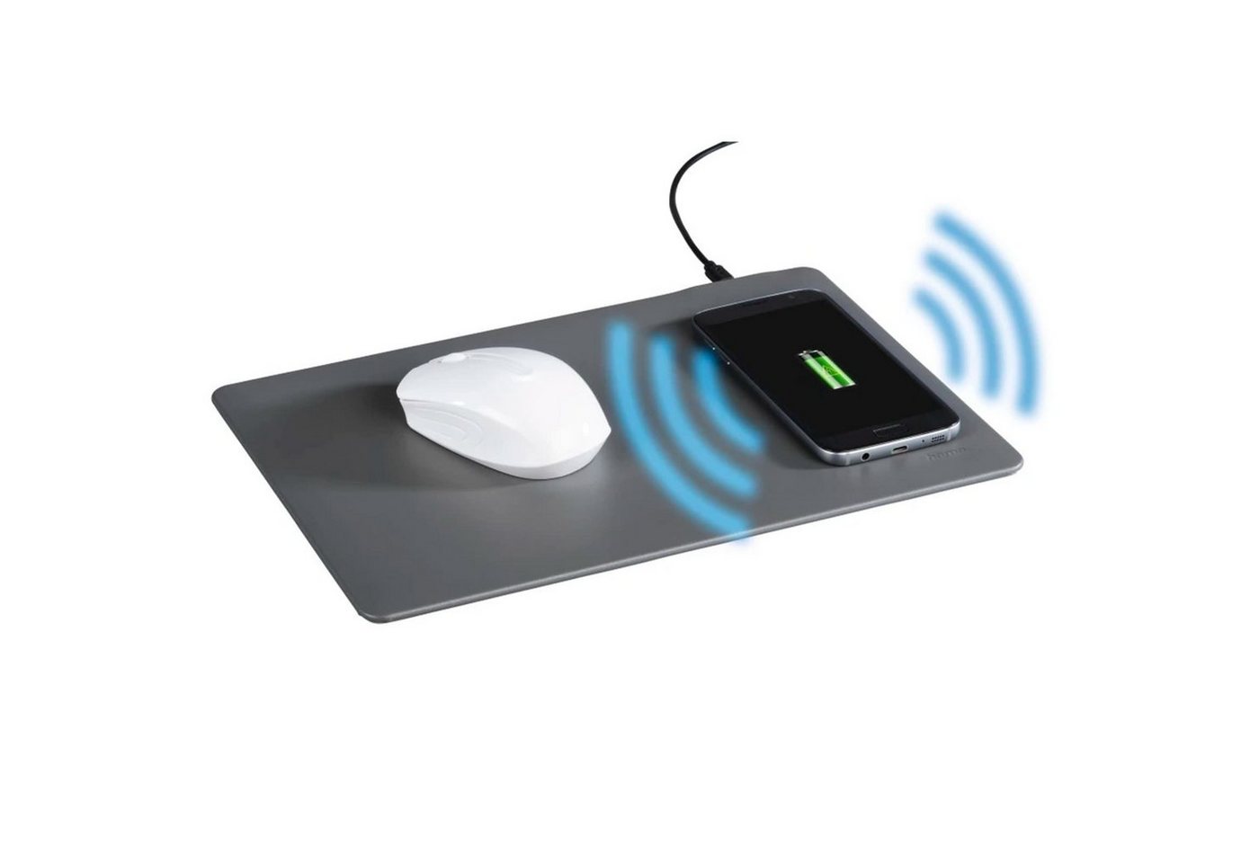 Hama Mauspad mit kabelloser Qi Ladefunktion für Smartphones & iPhone, Stromversorgung über USB, für Gaming & Office von Hama
