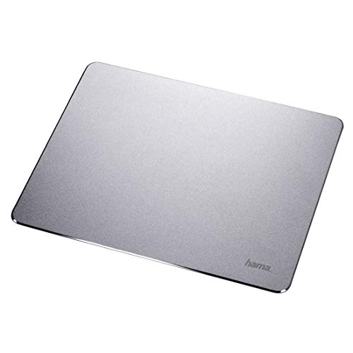 Hama Metall Mousepad (aus Aluminium, Elegante Alu Mausunterlage für Laser-/optische Maus, rutschfest, hart, dünn, abwischbar, 22 x 0,3 x 18 cm) von Hama