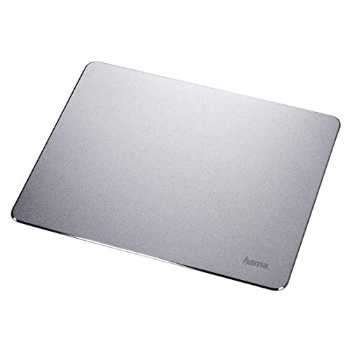 Hama Metall Mousepad (aus Aluminium, elegante Alu Mausunterlage für Laser-/optische Maus, rutschfest, hart, dünn, abwischbar, 22 x 0,3 x 18 cm) von Hama