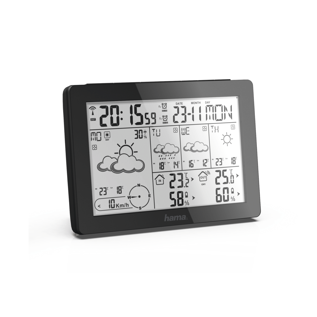 Hama Meteotime - Schwarz - Anemometer (Windgeschwindigkeit) - Innen-Hygrometer - Innen-Thermometer - Außen-Hygrometer,... - Hygrometer - Thermometer - Hygrometer - Thermometer - km/h - 20 - 95% (00186369) von Hama