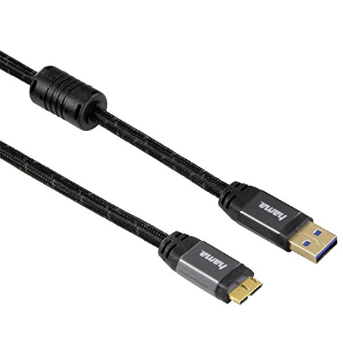 Hama Micro USB 3.0 Kabel (24k vergoldet, doppelt geschirmt, Gewebe-Ummantelung), 1,80 m von Hama