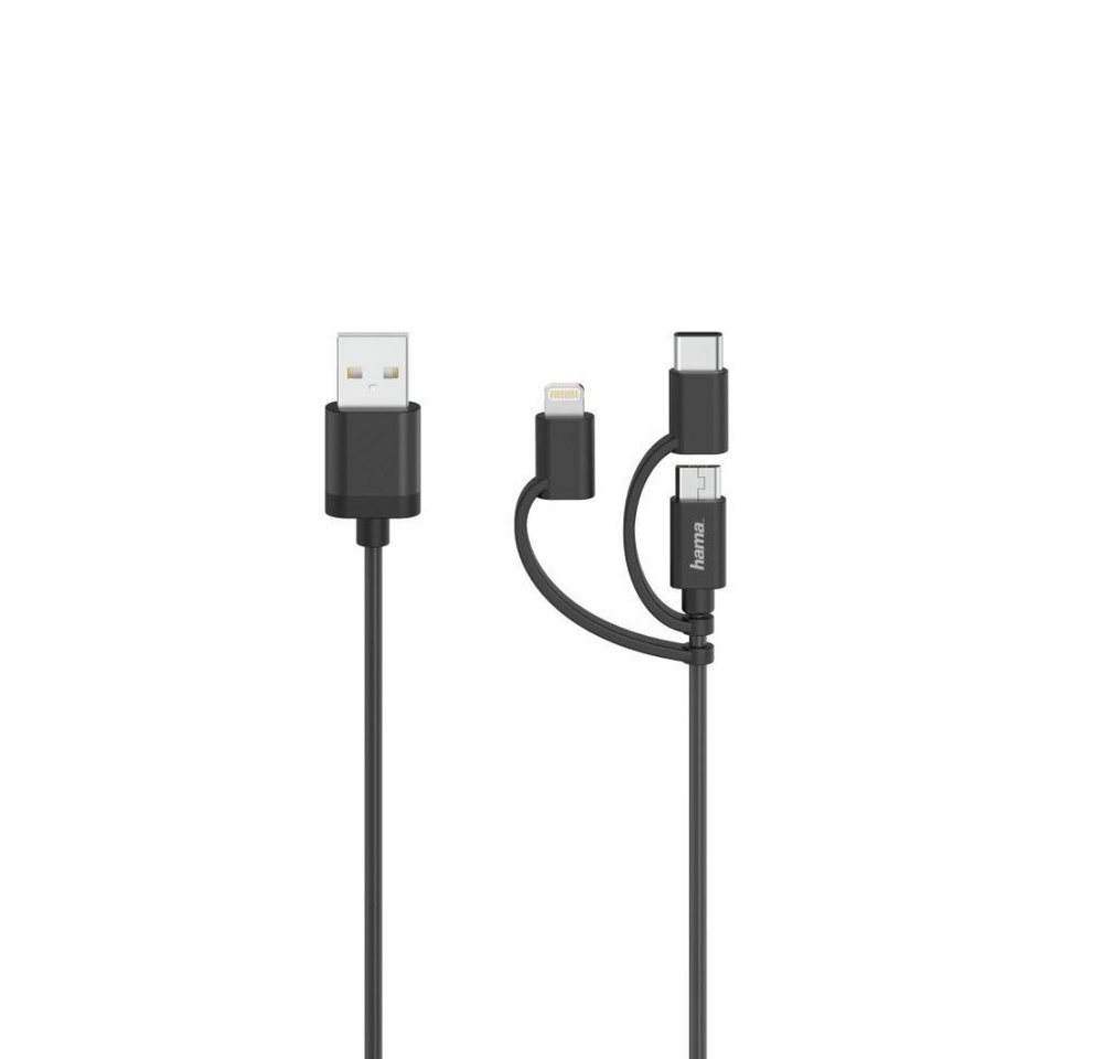 Hama Micro-USB-Kabel, 3in1, inkl. Adapter auf USB-C & Lightning, USB 2.0, USB-Kabel von Hama