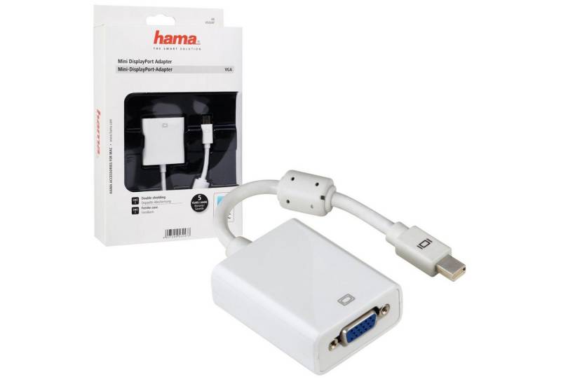 Hama Mini DP Displayport zu VGA Adapter-Kabel Weiß Video-Adapter Mini Displayport, 1 cm, mDP zu VGA-Buchse Thunderbold 2 für PC und Mac von Hama