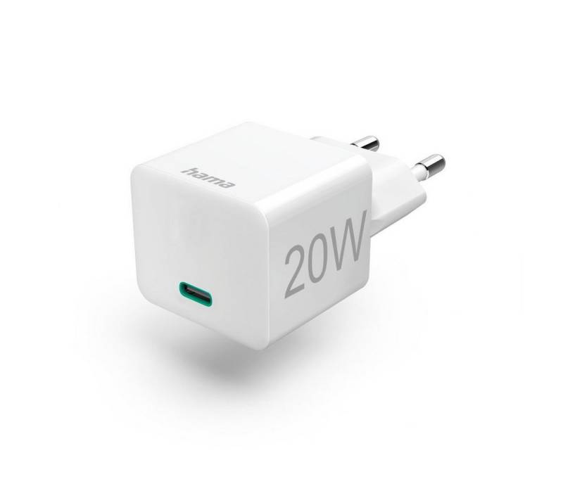 Hama Mini Ladegerät Smartphone, Power Delivery (PD)/Qualcomm®, 20 W, Weiß USB-Ladegerät (1-tlg) von Hama
