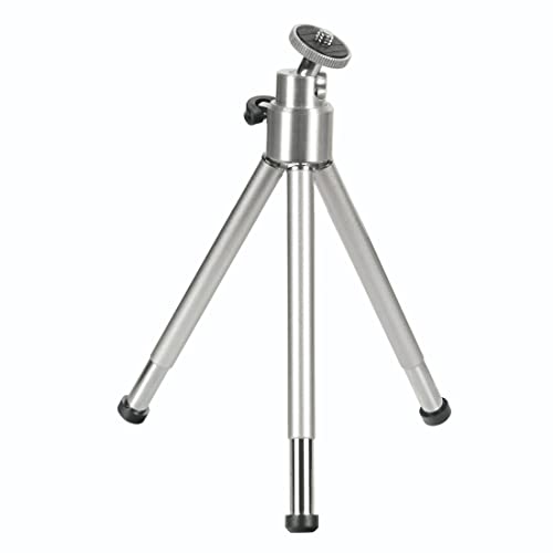 Hama Mini-Stativ mit 3D-Kugelkopf (Stativ für Handy, Kamera oder Action-Cam, Mini-Dreibeinstativ aus Metall) Silber von Hama