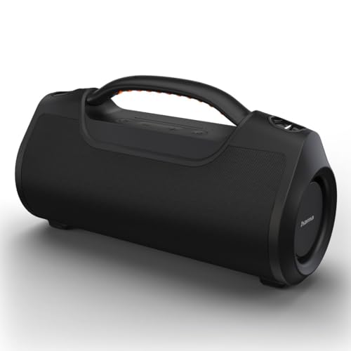 Hama Mobiler Lautsprecher kabellos (wasserdicht IPX6, Stereo, Bluetooth 5.0, tragbar, 60W, Freisprechanlage, robuste Batterie, Partys, eingebaute Powerbank, Mini Jack 3,5mm, AUX) schwarz von Hama