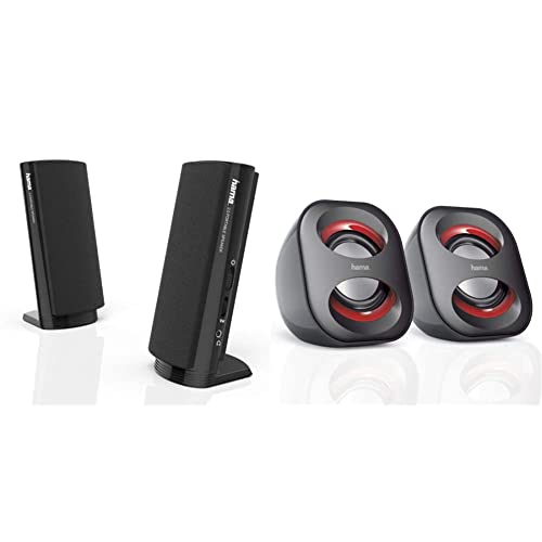 Hama Multimedia Lautsprecher E 80 schwarz & PC Lautsprecher Sonic Mobil 183 schwarz/rot von Hama