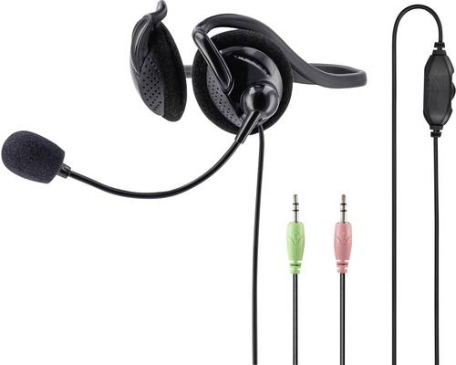 Hama NHS-P100 Computer On Ear Headset kabelgebunden Stereo Schwarz Lautstärkeregelung, Mikrofon-Stu von Hama