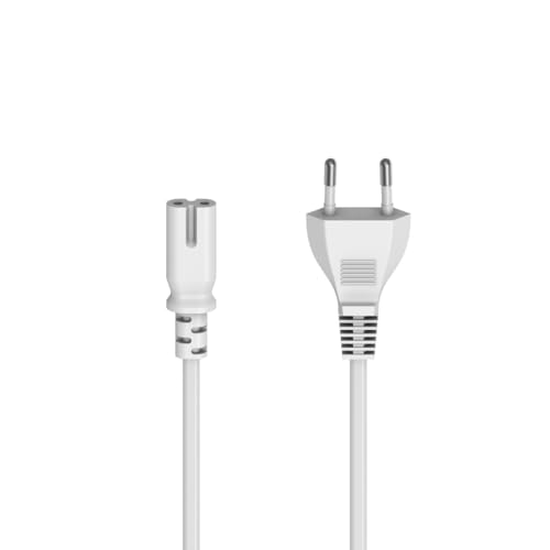 Hama Netzkabel 2 polig, Eurostecker, 1,5m (Doppelnut/C7, 2 Pin, Stromkabel, Netzkabel Eurostecker, Gerätekabel, Ersatzkabel, für Drucker, Netzteile, Fernseher, Radio, Kassettenrekorder etc.) weiß von Hama