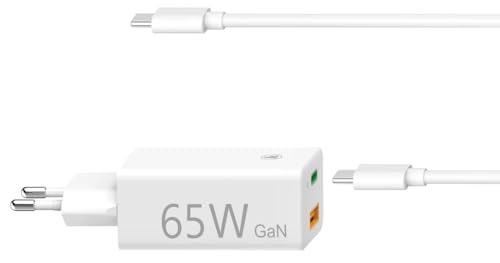 Hama Netzteil USB C und USB A Universal für Notebook, Tablet und Smartphone (kompaktes USB Ladegerät GaN Power Delivery, 65 Watt Schnellladegerät Quick Charge 3.0, kompatibel mit Thunderbolt) weiß von Hama