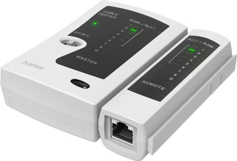 Hama Netzwerkkabel-Tester, Leitungsprüfgerät für 8p8c (RJ45), 6p6c oder 6p4c (00200778) von Hama