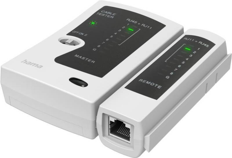 Hama Netzwerkkabel-Tester, Leitungsprüfgerät für 8p8c (RJ45), 6p6c oder 6p4c (00200778) von Hama