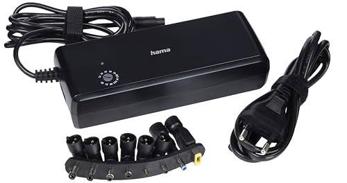 Hama Notebook Netzteil 12 V, 14 V, 15 V, 16 V, 18 V, 18.5 V, 19 V, 19.5 V, 20 V, 21 V, 22 V, 90W (Universalnetzteil für Laptop und Tablet, 8 Stecker für gängige Modelle, zusätzlicher USB Port, 4A) von Hama