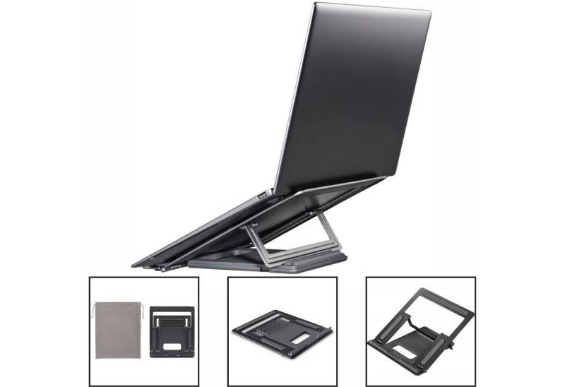 Hama Notebook-Ständer Metall bis 15,6" Schwarz Laptop-Ständer, (Laptop Stand Halterung Tragbar Halter 12" 13" 13,3" 13,5" 14"15" 15,6) von Hama