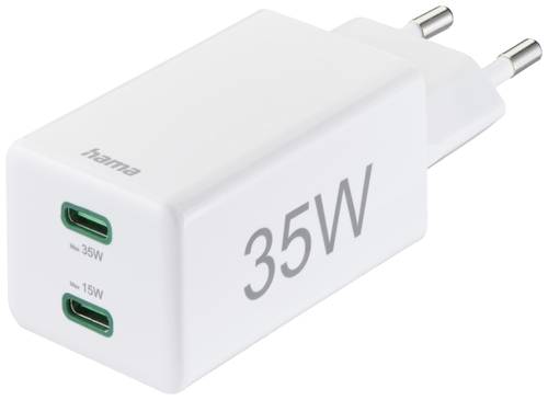 Hama PD/Qualcomm® USB-Ladegerät 35W Innenbereich, Steckdose Anzahl Ausgänge: 2 x USB-C® von Hama