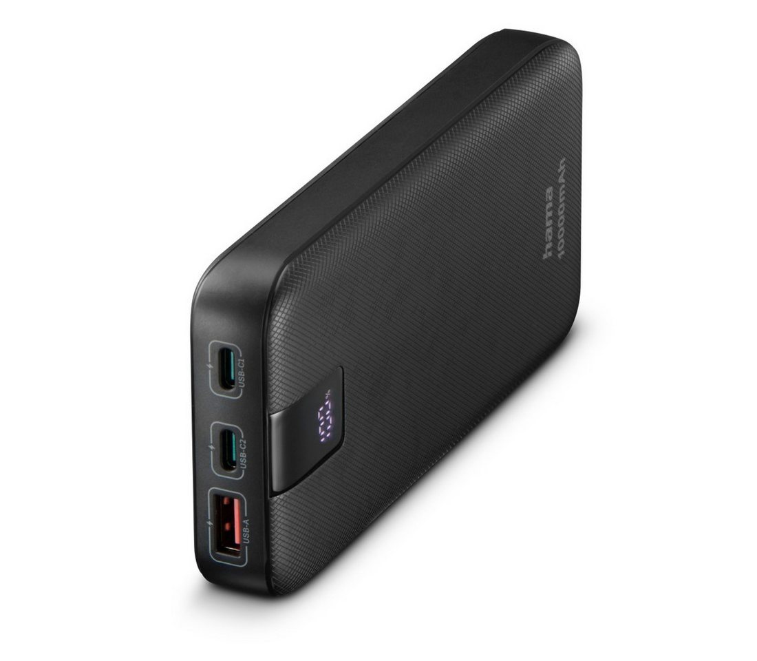 Hama Power Pack 10000 mAh (Schnellladen, 2x USB-C 1x USB-A, mit Ladekabel) Powerbank 10000 mAh, Schnellladefunktion mit Power Delivery, Qualcomm® Quick Carge™ 3.0 von Hama