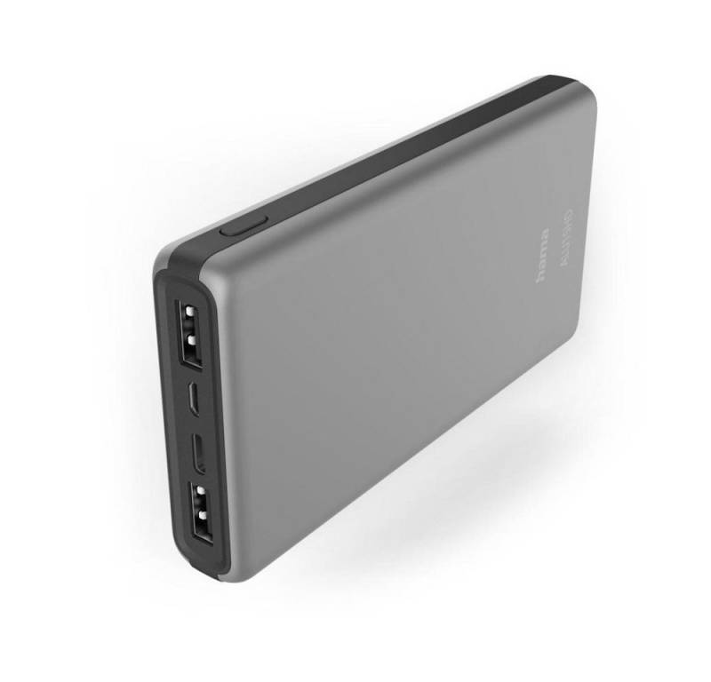 Hama Power Pack "ALU15HD" 15000mAh, 3 Ausgänge: 1x USB-C, 2x USB-A, Silber Solar Powerbank von Hama