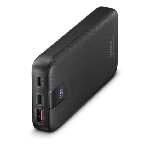 Hama Powerbank PD 10 10000mAh (externer Akku mit 2X USB C + 1x USB A, Power Pack Zertifiziert, Schnellladen, Akkupack Handy Zubehör, Tablet, Bluetooth-Box etc., tragbares Ladegerät klein) anthrazit von Hama