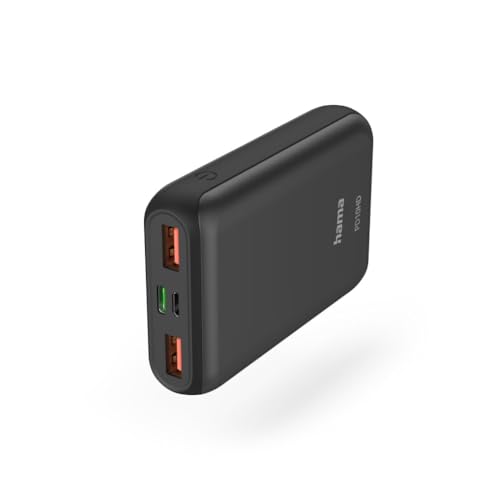 Hama Powerbank PD10-HD 10000mAh (externer Akku mit 1x USB C + 2x USB A, Power Pack zertifiziert, schnellladen, Akkupack Handy, Tablet, Bluetooth-Lautsprecher etc., tragbares Ladegerät klein) anthrazit von Hama