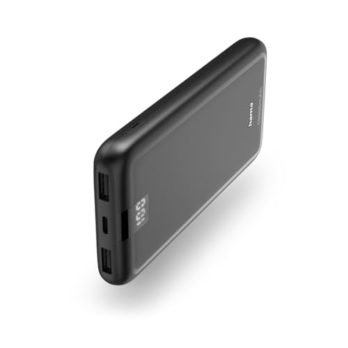Hama Powerbank Performance 10 10000mAh (externer Akku mit 1x USB C + 2X USB A, Power Pack Zertifiziert, Akkupack Handy Zubehör, Tablet, Bluetooth-Box etc., tragbares Ladegerät klein) anthrazit von Hama
