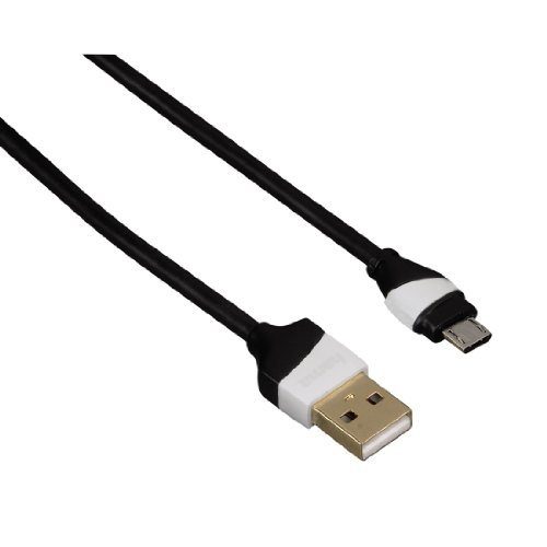 Hama Premium-Anschlusskabel für Tablet-PC/Smartphone/MP3-Player (micro-USB B-Stecker auf USB-A Stecker, 1,5m) schwarz/weiß von Hama
