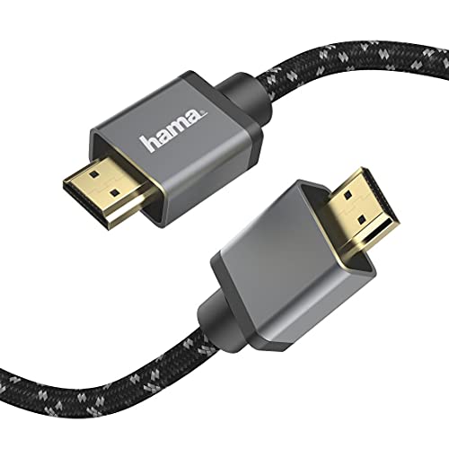 Hama Premium HDMI Kabel 2 Meter Ultra High Speed (Exzellentes Monitorkabel 4K / 8K, 48 Gbit/s, UHD Bildschirmkabel eARC, Ethernet, HDR, Aramidfaser Kabelmantel, HDMI 2.1 Kabel 120 Hz/60 Hz) 2m von Hama