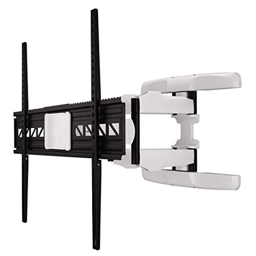 Hama Premium TV Wandhalterung Schwenkbar, Neigbar (TV Halterung für Flat TV 46“ – 90“, Wandhalterung inkl. Fischer Dübel u. Kabelführung, vollbewegliche Halterung bis VESA 800 x 600, max. 75 kg) weiß von Hama