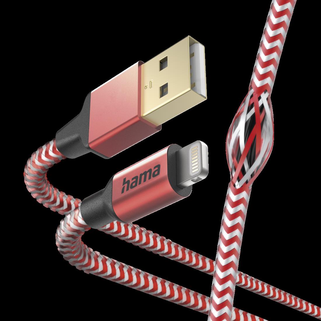 Hama Reflective - 1,5 m - Lightning - USB A - Männlich - Männlich - Rot (00201554) von Hama