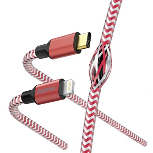 Hama Reflective Lightning-Kabel (1,5 m, 1,5 m, Lightning-Kabel, USB C, Stecker auf Stecker, Rot) von Hama