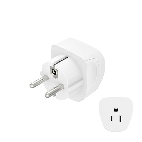 Hama Reiseadapter Typ E und F, Reisestecker USA/Kanada/Amerika/Japan/etc. nach Europa (universal, einsetzbar in den meisten europäischen Ländern und vielen weiteren, 3polig) weiß von Hama