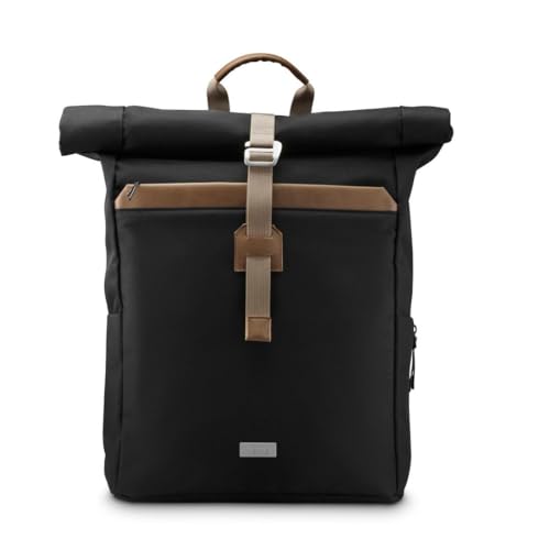 Hama Rucksack mit Laptop-Fach (22 l, für Laptop bis 16,2“, Rollrucksack für Uni, Schule, Arbeit, Reisen, Laptop Rucksack mit Rolltop, Tabletfach, Organizer, Vordertasche, zwei Seitentaschen) schwarz von Hama