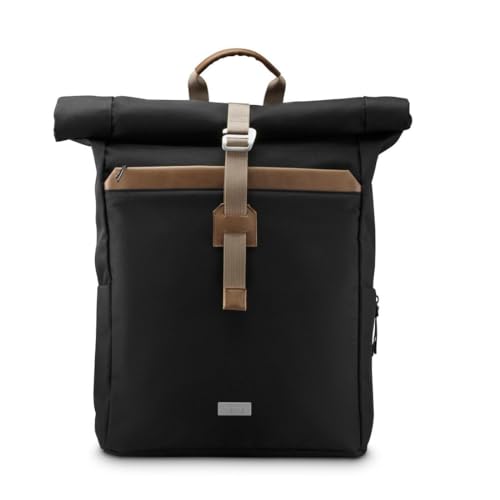 Hama Rucksack mit Laptop-Fach (29 l, für Laptop bis 16,2“, Rollrucksack für Uni, Schule, Arbeit, Reisen, Laptop Rucksack mit Rolltop, Tabletfach, Organizer, Vordertasche, Zwei Seitentaschen) schwarz von Hama