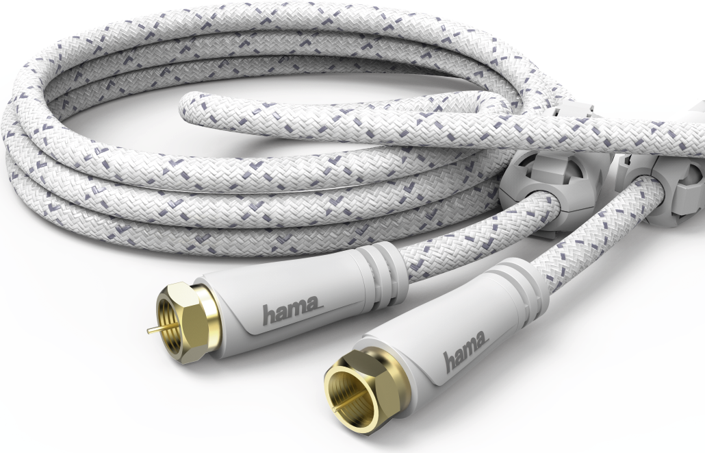 Hama SAT-Anschlusskabel, F-Stecker - F-Stecker, Metall, vergoldet, 5,0 m, 120 dB (00179220) von Hama