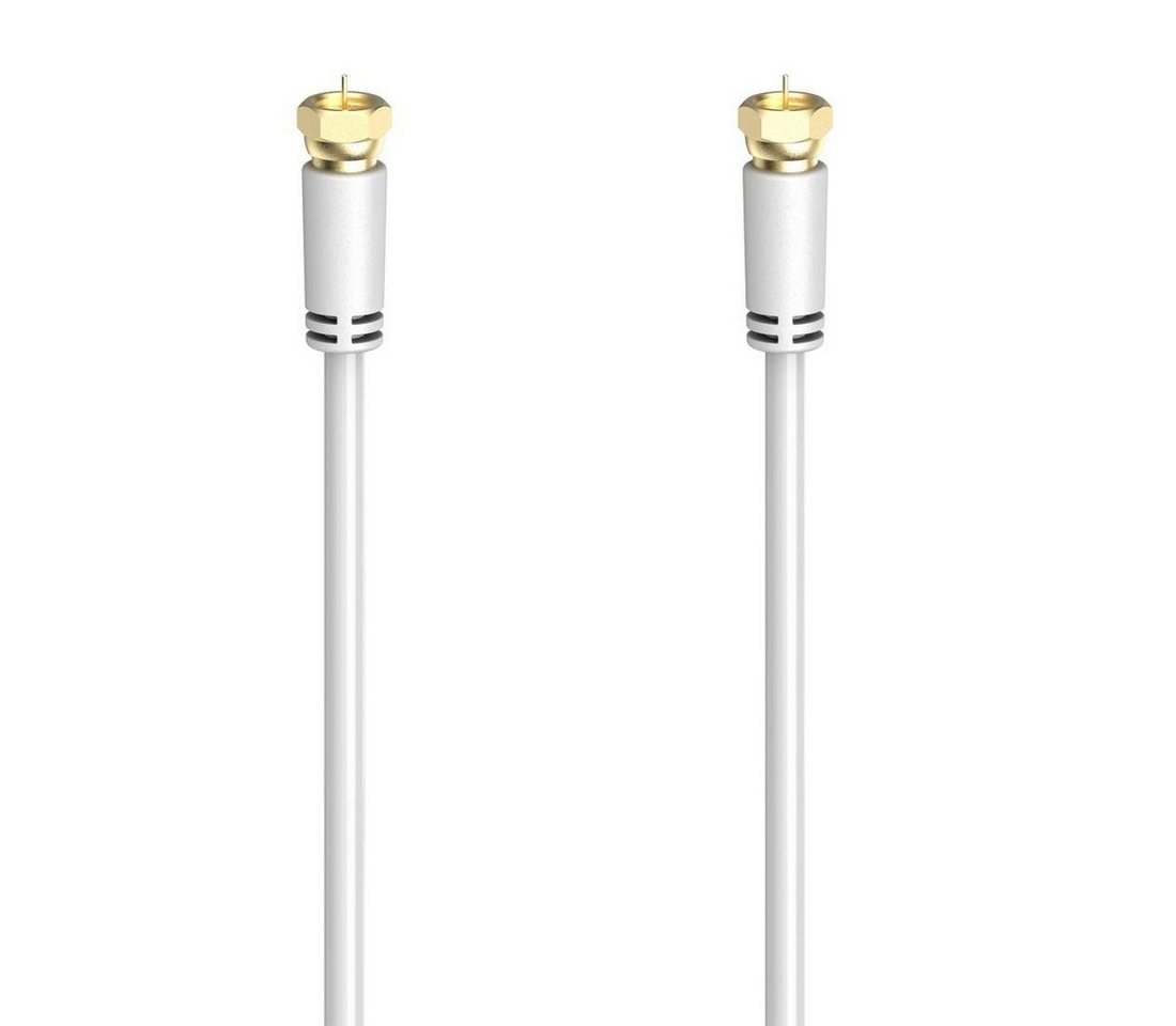 Hama SAT-Anschlusskabel,F-Stecker -F-Stecker,1,5 - 5m vergoldet 100 dB,Weiß SAT-Kabel, (150 cm) von Hama