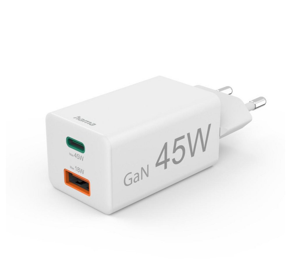 Hama Schnellladegerät, 1x USB-C PD, 1x USB-A QC, Mini-Ladegerät, 45 W, USB-Ladegerät Hama Schnellladegerät, 1x USB-C PD, 1x USB-A QC, Mini-Ladegerät, 45 W, USB-Ladegerät von Hama