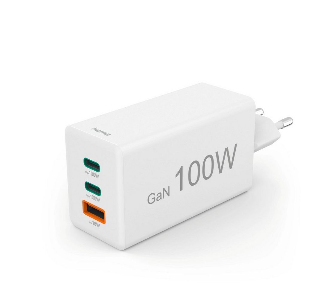 Hama Schnellladegerät (USB Ladegerät, 2x USB-C, 1x USB-A, GaN, 100 Watt) Schnelllade-Gerät (1-tlg) von Hama