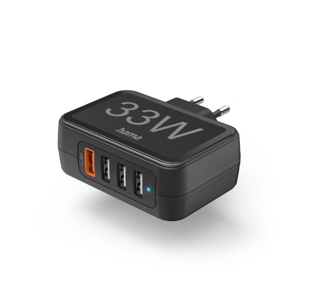 Hama Schnellladegerät 4 Ports, Qualcomm® 3.0, 4x USB-A, 33 W, Schwarz USB-Ladegerät von Hama