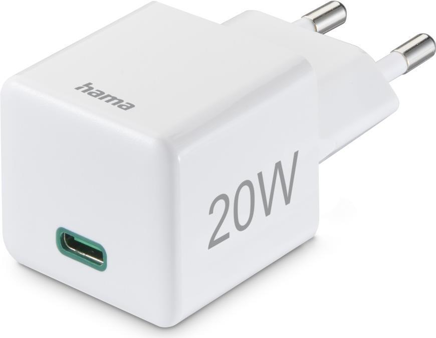 Hama Schnellladegerät USB-C, PD/Qualcomm®, Mini-Ladegerät, 20 W, Weiß (00201840) von Hama