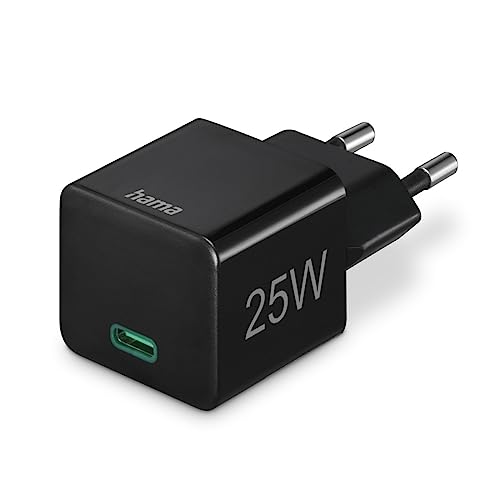 Hama Schnellladegerät USB-C Ladegerät 25 W (USB Ladegerät für Smartphone, Tablet etc., USB C Netzteil ideal für Samsung Galaxy S, A, Watch, Superschnellladegerät PD 3.0, Quick Charge, USB 3.0) schwarz von Hama