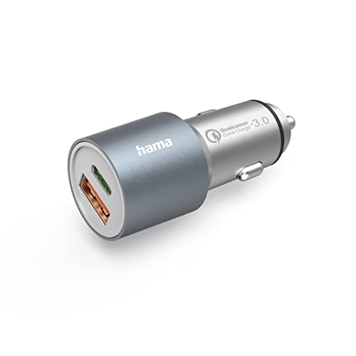 Hama Auto-Schnellladegerät, 1x USB-C PD, 1x USB-A QC, 38 W, Metall von Hama