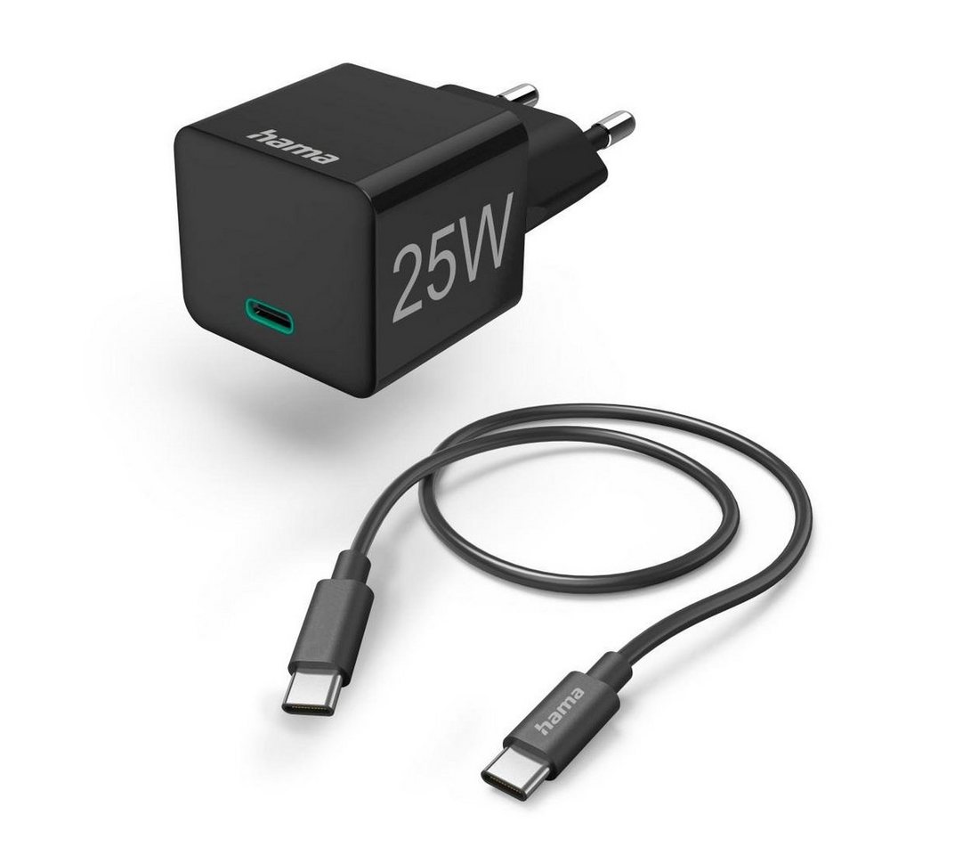 Hama Schnellladegerät m. Ladekabel USB C Mini Ladegerät PD 25W 1m Schwarz Smartphone-Ladegerät von Hama